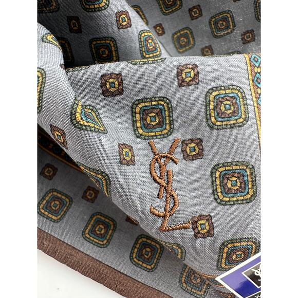 Yves Saint Laurent Vintage Handkerchief / Pocket Square / Small Scarf 19" - Picture 7 of 11